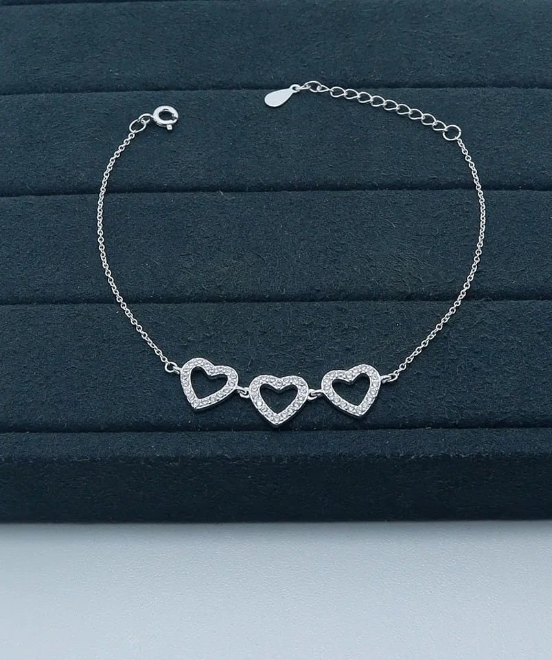 Pulseira coração cravejado